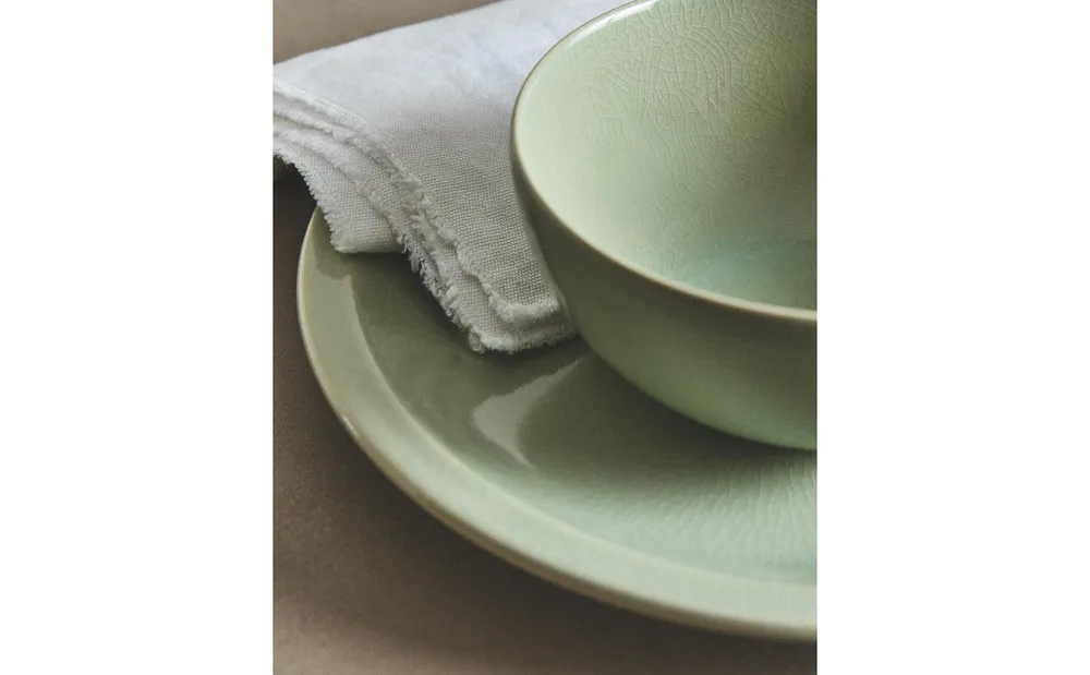 Zara Home миска из каменной керамики, цвет зелёный, 14.5 см