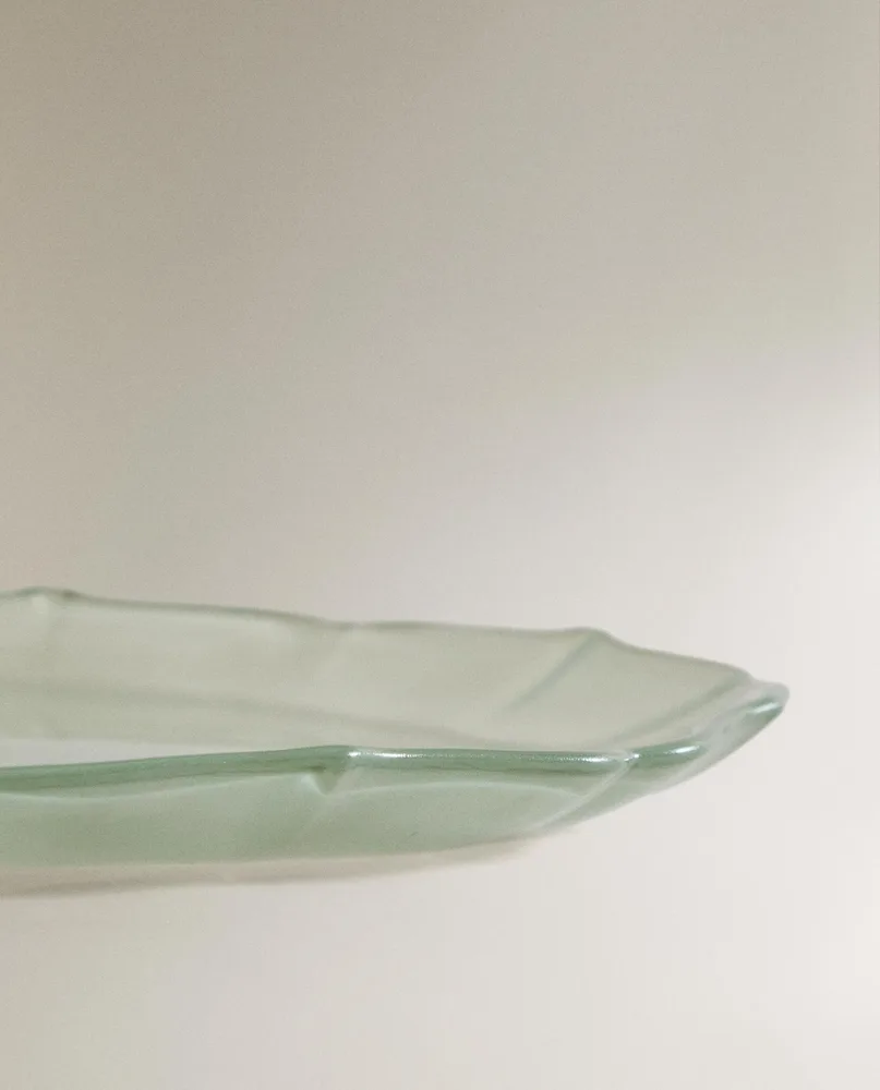 Zara Home тарелка десертная из стекла, цвет зелёный, 22 см