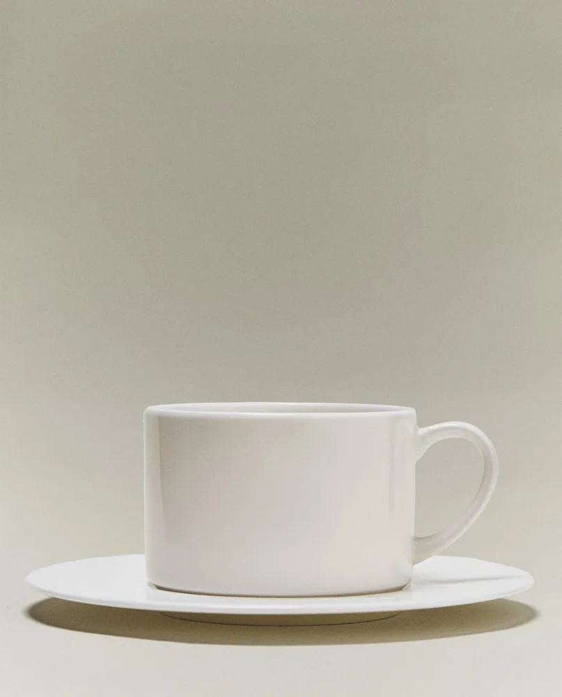 Zara Home чайная пара из костяного фарфора, цвет белый, 17 см