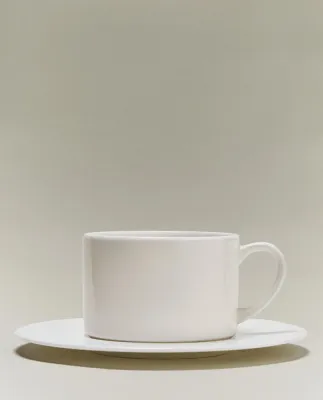 Zara Home чайная пара из костяного фарфора, цвет белый, 17 см