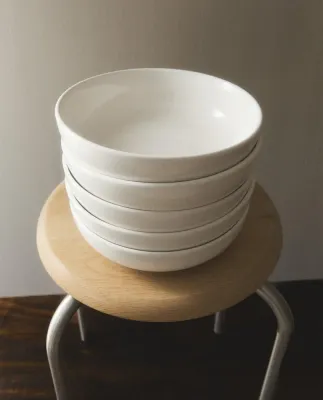 Zara Home тарелка глубокая из каменной керамики, цвет белый, 21 см