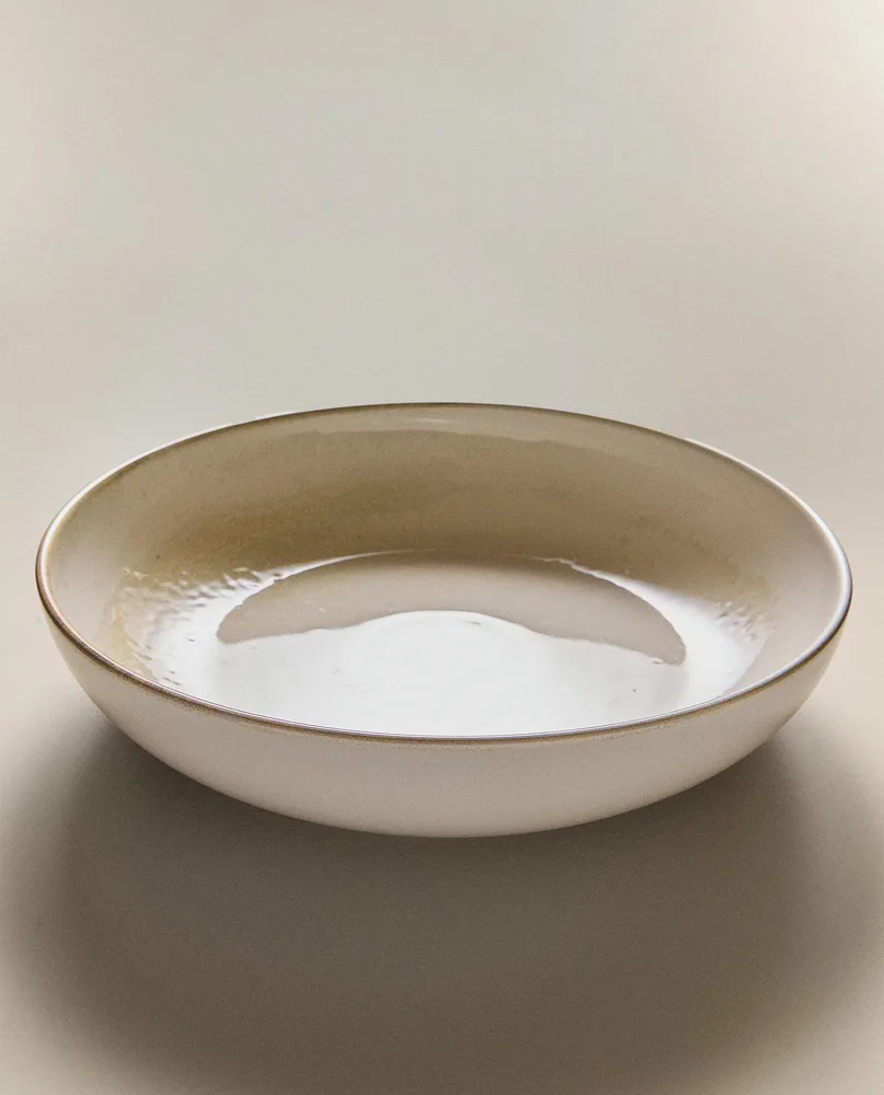 Zara Home блюдо сервировочное из каменной керамики, цвет бежевый, 31 см