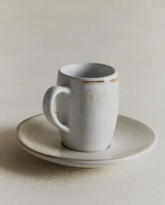 Zara Home чайная пара из каменной керамики, цвет бежевый, 13 см