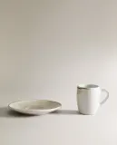 Zara Home чайная пара из каменной керамики, цвет бежевый, 13 см — фото 4