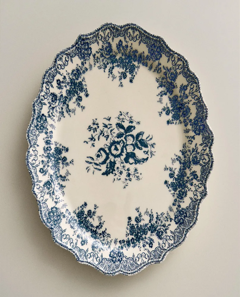 Zara Home блюдо сервировочное из фаянса, цвет синий, 40 см