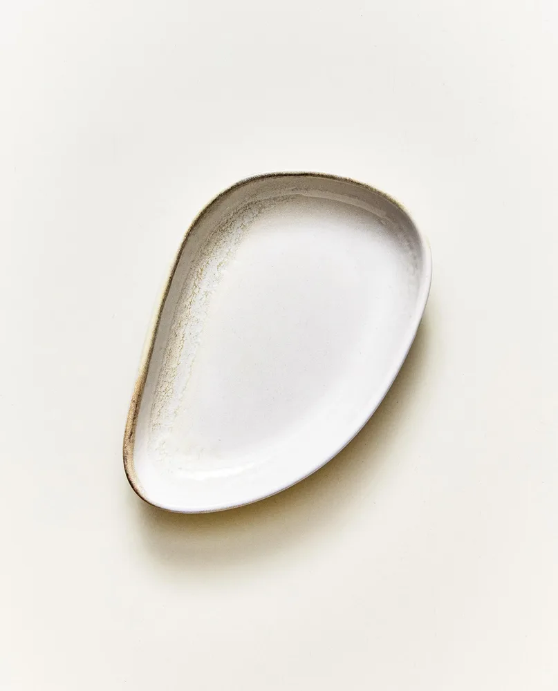 Zara Home тарелка из каменной керамики, цвет бежевый, 14 см