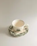 Zara Home чайная пара из фаянса, цвет тёмно-зелёный, 7.5 см — фото 3