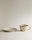 Zara Home чайная пара из каменной керамики, цвет бежевый, 12.5 см — фото 6