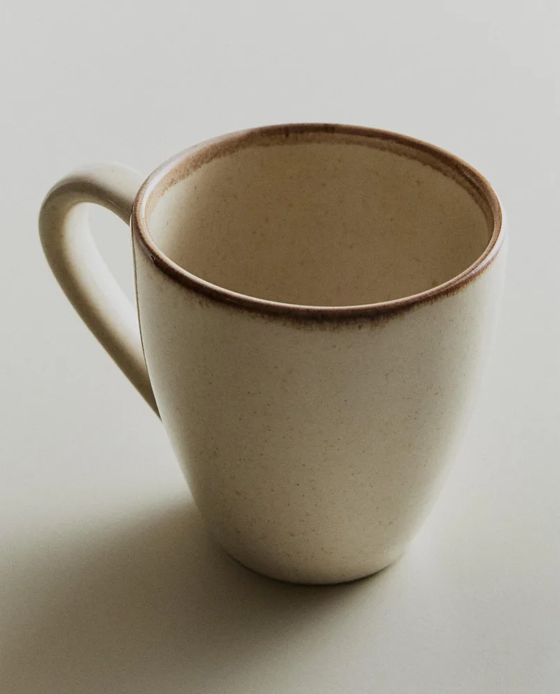 Zara Home чашка из каменной керамики, цвет бежевый, 13 см