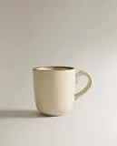 Zara Home чашка из каменной керамики, цвет бежевый, 6.6 см — фото 3