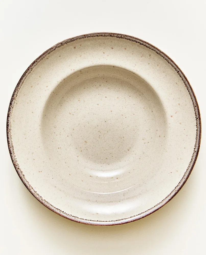 Zara Home тарелка из каменной керамики, цвет бежевый, 25.5 см