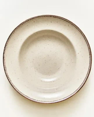 Zara Home тарелка из каменной керамики, цвет бежевый, 25.5 см