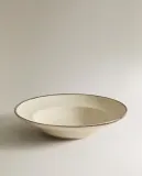 Zara Home тарелка из каменной керамики, цвет бежевый, 25.5 см — фото 3