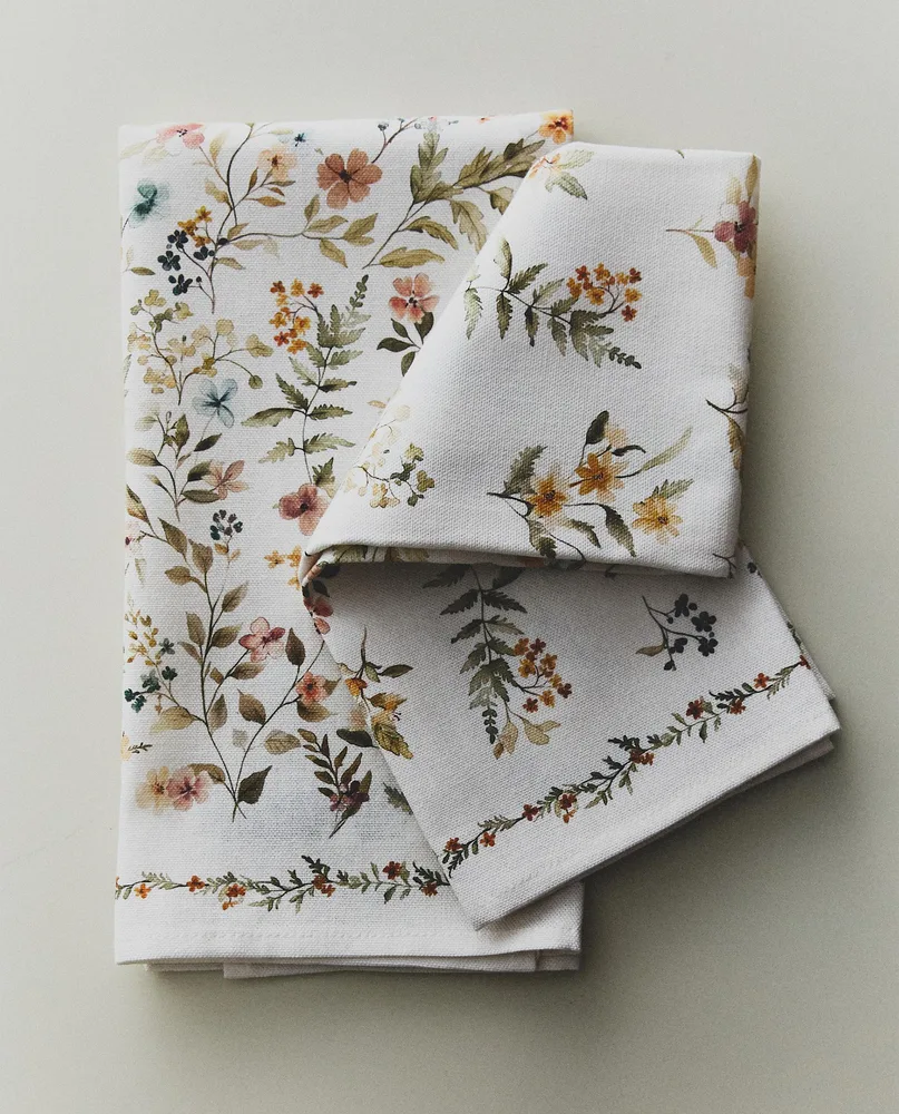Zara Home кухонное полотенце из хлопка, цветочный мотив, 60 40 см (комплект 2 шт.) · 7240/026