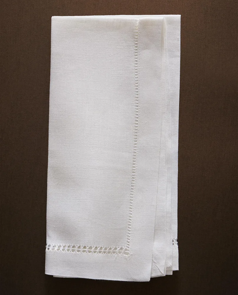 Zara Home столовая салфетка из льна, вышивка, 45 45 см (комплект 2 шт.)