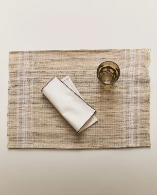 Zara Home сервировочная салфетка из рами, узор в полоску, 50 35 см