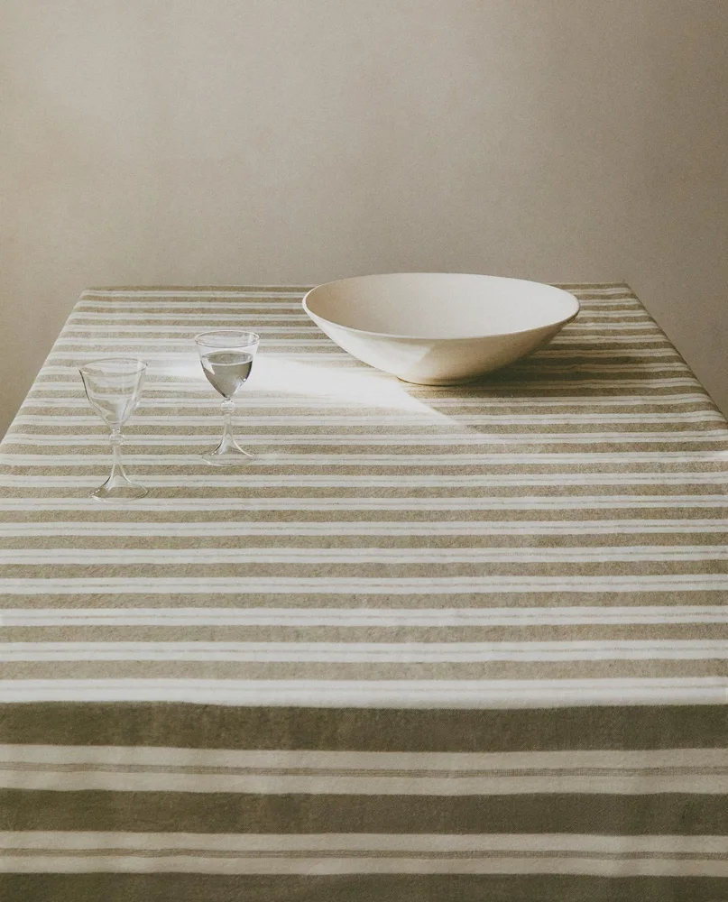 Zara Home скатерть из льна, узор в полоску, 300 200 см