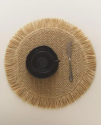 Zara Home сервировочная салфетка из смесовой ткани, декоративная бахрома, диаметр 38 см (комплект 2 шт.)