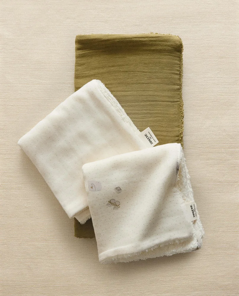 Zara Home Полотенце для лица и рук из хлопка, экрю, 30x30 см (3 шт.) · 4601/724