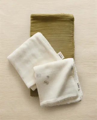 Zara Home Полотенце для лица и рук из хлопка, экрю, 30x30 см (3 шт.) · 4601/724