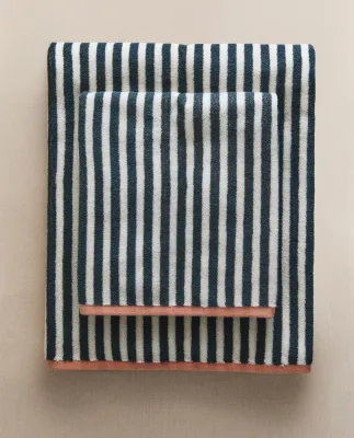 Zara Home Полотенце для лица и рук из хлопка, синий, в полоску · 4683/013