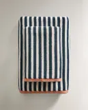Zara Home Полотенце для лица и рук из хлопка, синий, в полоску · 4683/013 — фото 4