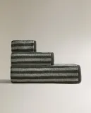 Zara Home Полотенце для лица и рук из хлопка, зелёный, в полоску · 1518/013 — фото 4