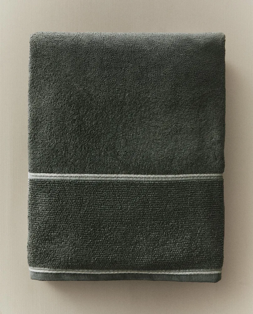 Zara Home Полотенце для лица и рук из хлопка, зелёный · 1588/013