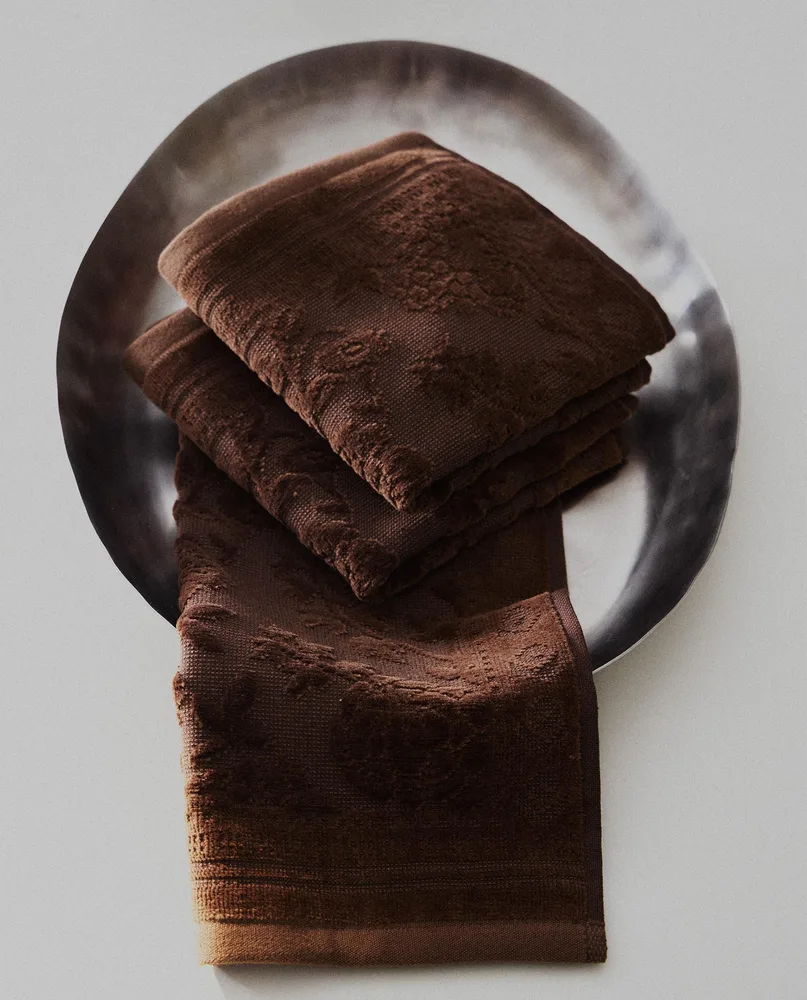 Zara Home Полотенце для лица и рук из хлопка, терракотовый, 30x30 см (3 шт.)
