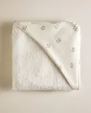 Zara Home Детское полотенце с капюшоном из хлопка, кремовый, 80x80 см — фото 1