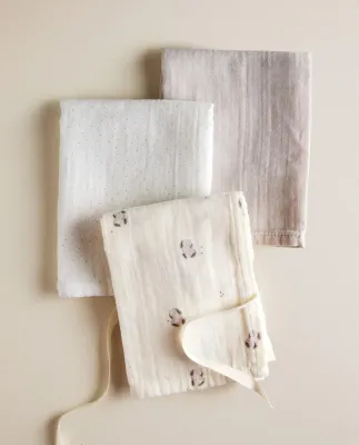 Zara Home Муслиновые салфетки из хлопка, кремовый, 55x55 см (3 шт.)