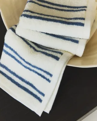 Zara Home Полотенце для лица и рук из хлопка, синий, в полоску, 30x30 см (3 шт.)