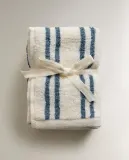 Zara Home Полотенце для лица и рук из хлопка, синий, в полоску, 30x30 см (3 шт.) — фото 2