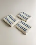 Zara Home Полотенце для лица и рук из хлопка, синий, в полоску, 30x30 см (3 шт.) — фото 5