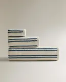 Zara Home Полотенце для лица и рук из хлопка, синий, в полоску · 2540/013 — фото 6