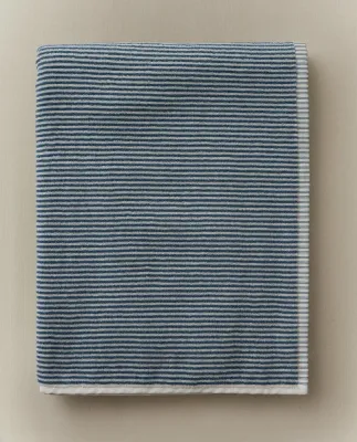 Zara Home Полотенце для лица и рук из хлопка, синий, в полоску · 6548/013