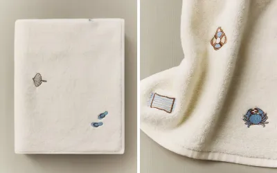 Zara Home Пляжное полотенце из хлопка, слоновая кость