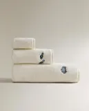 Zara Home Пляжное полотенце из хлопка, слоновая кость — фото 3