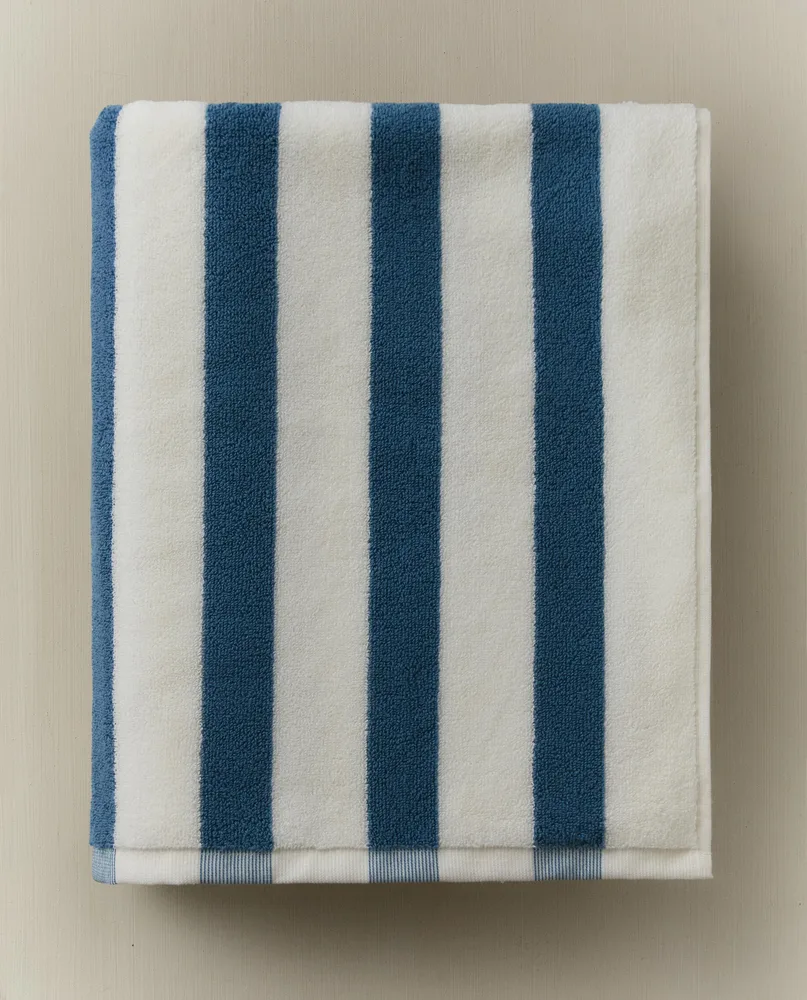 Zara Home Полотенце для лица и рук из хлопка, синий, в полоску · 5546/013