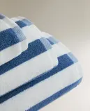Zara Home Полотенце для лица и рук из хлопка, синий, в полоску · 5546/013 — фото 5
