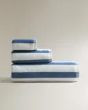 Zara Home Полотенце для лица и рук из хлопка, синий, в полоску · 5546/013 — фото 8
