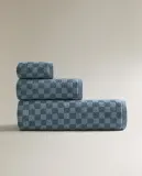 Zara Home Полотенце для лица и рук из хлопка, синий — фото 3