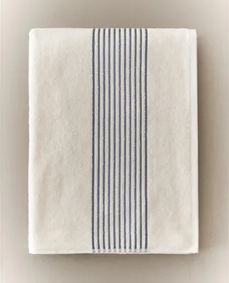 Zara Home Полотенце для лица и рук из хлопка, синий, в полоску · 7549/013