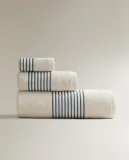 Zara Home Полотенце для лица и рук из хлопка, синий, в полоску · 7549/013 — фото 5