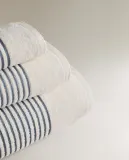 Zara Home Полотенце для лица и рук из хлопка, синий, в полоску · 7549/013 — фото 7
