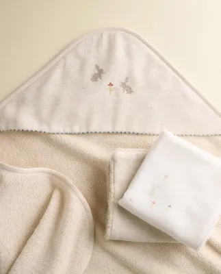 Zara Home Детское полотенце с капюшоном из хлопка, бежевый, 80x80 см · 5679/423