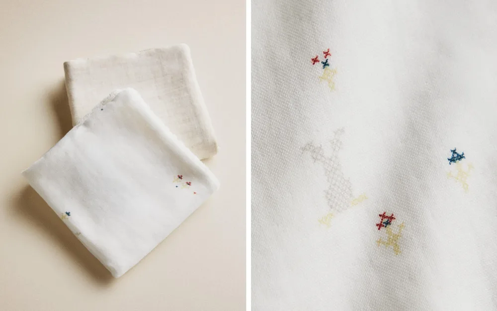Zara Home Полотенце для лица и рук из хлопка, экрю, 30x30 см (2 шт.)