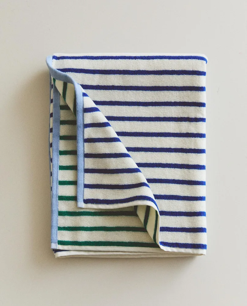 Zara Home Полотенце для лица и рук из хлопка, в полоску · 5638/013