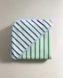 Zara Home Детское полотенце с капюшоном из хлопка, в полоску, 80x80 см — фото 4