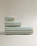 Zara Home Полотенце для лица и рук из хлопка, зелёный, в полоску · 1520/013 — фото 5